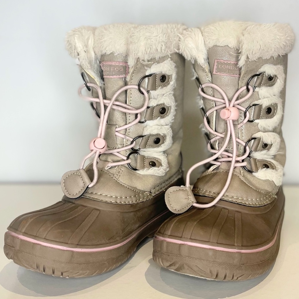 Kids Fur Winter Snow Boots Waterproof London Fog Girls Size 1